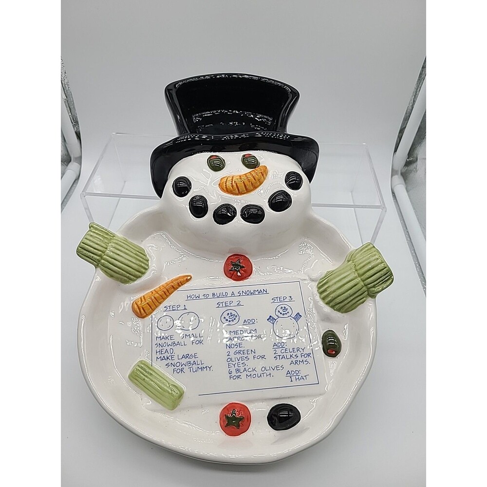 Figi "How To Build A Snowman" Ceramic Platter - Chip & Dip / Veggie Tray